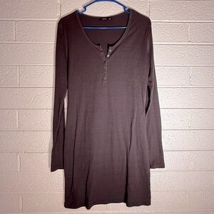 Doublju Ribbed Knit Top in Rich Brown
